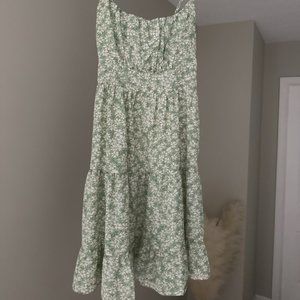green and white flower dress